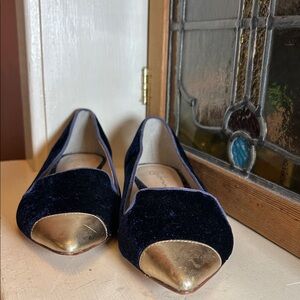 Elegant Velvet Loafers with Gold Accents